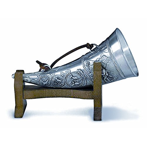 Artina 12612 Trinkhorn auf Holzständer Freischütz Horn 19,5 cm Silber