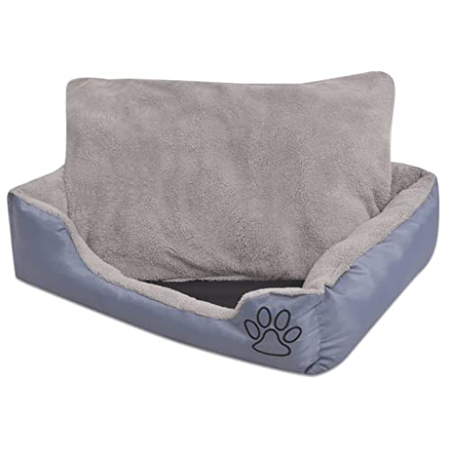 lvssiao Kuscheliges Hundebett, Premium Haustierbett Hundebett mit gepolstertem Kissen Größe L Grau Hundekörbchen Hundesofa für Kleine, Mittlere und Grosse Hunde