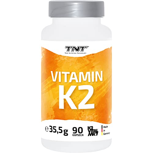TNT Vitamin K2-90 hochdosierte Kapseln - Verwendung der hochwertigen MK-7 Form von Kappa - laborgeprüfte Qualität
