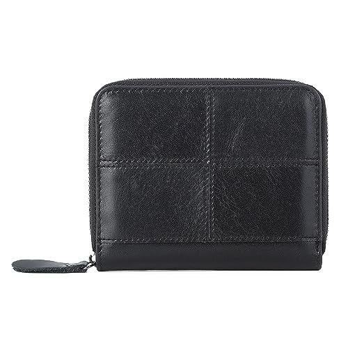 VKEID Kreditkartenhalter Brieftasche Damen-Geldbörse aus Leder mit Mehreren Kartenfächern, multifunktionales Leder-Reisepassetui (Color : Black, Size : 13.5x10.5x3cm)