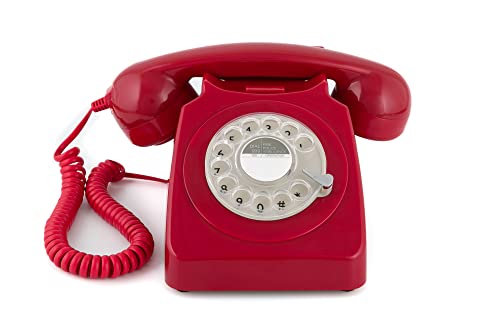 GPO 746ROTARYRED Retro Telefon mit Wählscheibe im 70er Jahre Design Rot