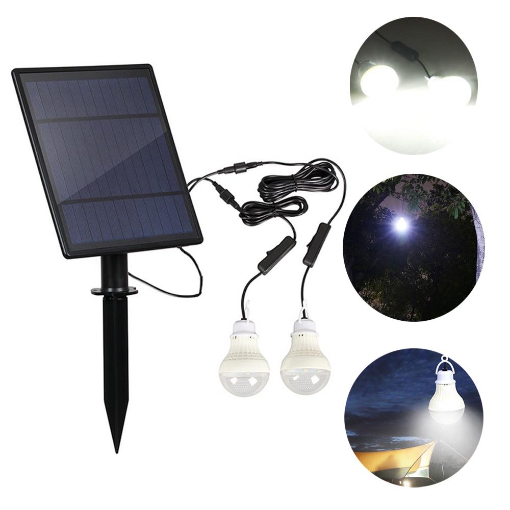 Solar Panel 2pcs LED Birne Satz Wasserdichter Lichtsensor Outdoor Camping Zelt Angeln Notfalllampe