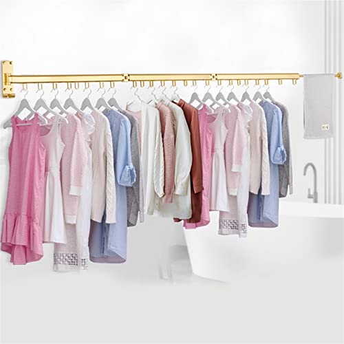 MSCEE Kleiderstange Klappbar Wandmontage Wäscheständer Ausziehbar Wand Kleiderständer Einziehbarer Mit Handtuchhalter Klappbarer Kleiderhaken (Color : Gold, Size : 3rail)
