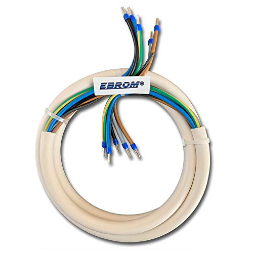 EBROM Herdanschlusskabel H05VV-F 5x2,5 mm² (5G2,5) WEIß - 7 Meter - komplett fertig konfektioniert, gecrimpt mit Aderendhülsen blau - 3 N PE - (7m) - Herdanschlussleitung