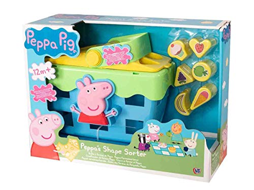 HTI Toys 1684446.INF 1684446-Steckbox Picknick Shape SORTER Picnic Peppa Pig Steckspielzeug Picknickkorb Set mit Soundeffekten, verschieden