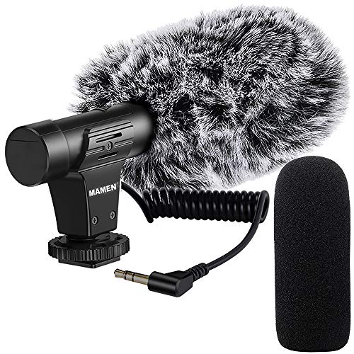 Indovis MIC-05 Professionelles Hochleistungsmikrofon mit Supernierencharakteristik und Dual-Head | Kamera-Mikrofon | Geeignet für 3,5 mm MIC-Audio-Schnittstelle | Inklusive Baumwoll-Windschutz