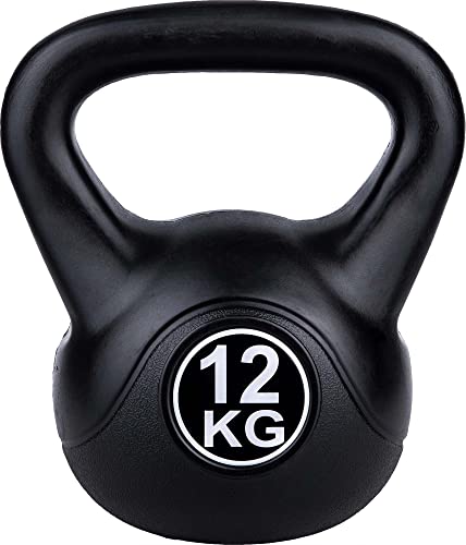 Kettlebell 12kg Fitforce Kugelhantel mit Zementfüllung im Kunststoffgehäuse für Home Fitness und Studio