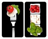 WENKO Herdabdeckplatte Universal Caprese, 2er Set Herdabdeckung für alle Herdarten, Gehärtetes Glas, 30 x 52 cm, mehrfarbig