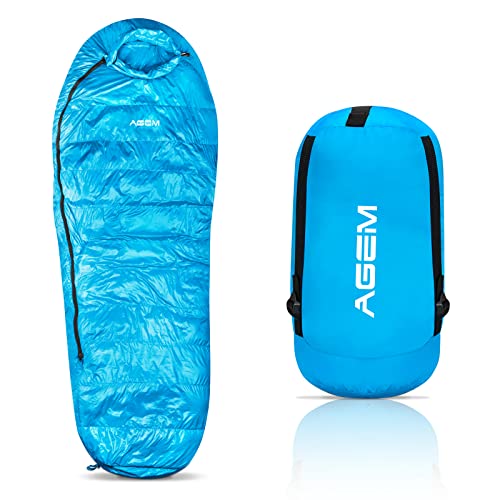 AGEM Down Sleeping Bag Winter -10-5 Degree for Camping Lightweight Daunenschlafsack Winter -10 Grad Mummy Sleeping Bag