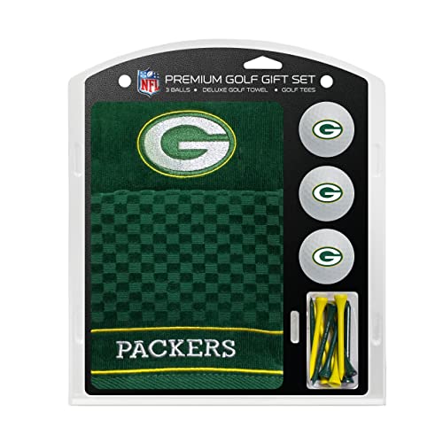 Team Golf NFL Green Bay Packers Geschenkset: Besticktes Golf-Handtuch, 3 Golfbälle und 14 Golf-Tees, 7,5 cm Regulation, dreifach gefaltetes Handtuch 40,6 x 55,9 cm, 100% Baumwolle