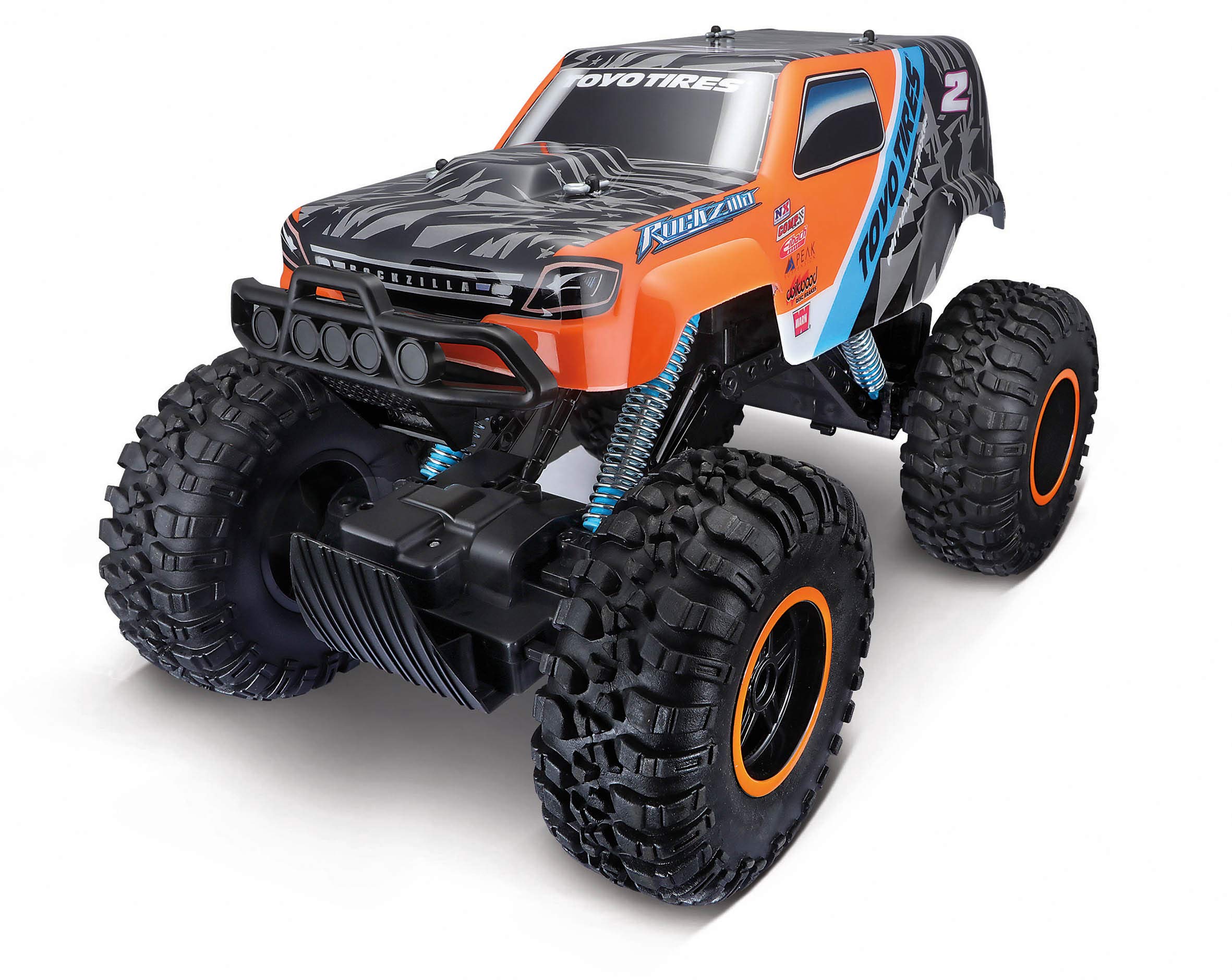 Maisto Tech R/C Rock Zilla 2: Ferngesteuertes Auto in Monstertruck-Ausführung, 2,4 GHz mit Pro Style-Fernsteuerung, USB-Akku, mit Allradantrieb, 41 cm, orange (581340)