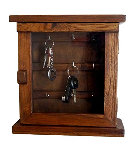 livasia Schlüsselschränkchen aus Teakholz, Schlüsselkasten, Holzschränkchen für Schlüssel (Handarbeit)