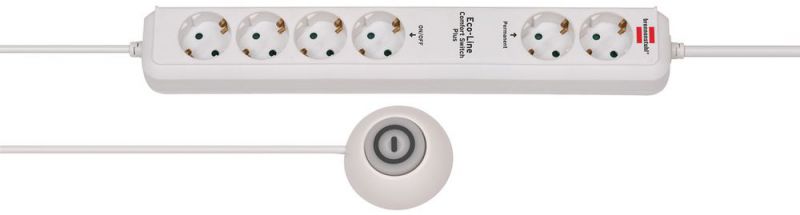 Brennenstuhl Eco-Line Comfort Switch PlusSteckd.leiste 6-fach weiss 1,5m permanent, Hand-/Fußschalter - 1159560216