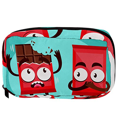 Kosmetiktasche mit lustigem Cartoon-Motiv, Schokoladengesichter, praktische Kulturbeutel, Reisetasche, Make-up-Tasche für Frauen und Mädchen