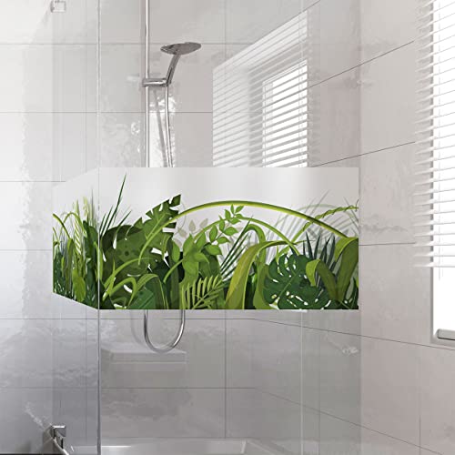 Aufkleber für Fenster und Duschtür, Blickdicht, Motiv: La Dschungel, selbstklebend, Sichtschutz für Fenster & Duschtür, 40 x 100 cm