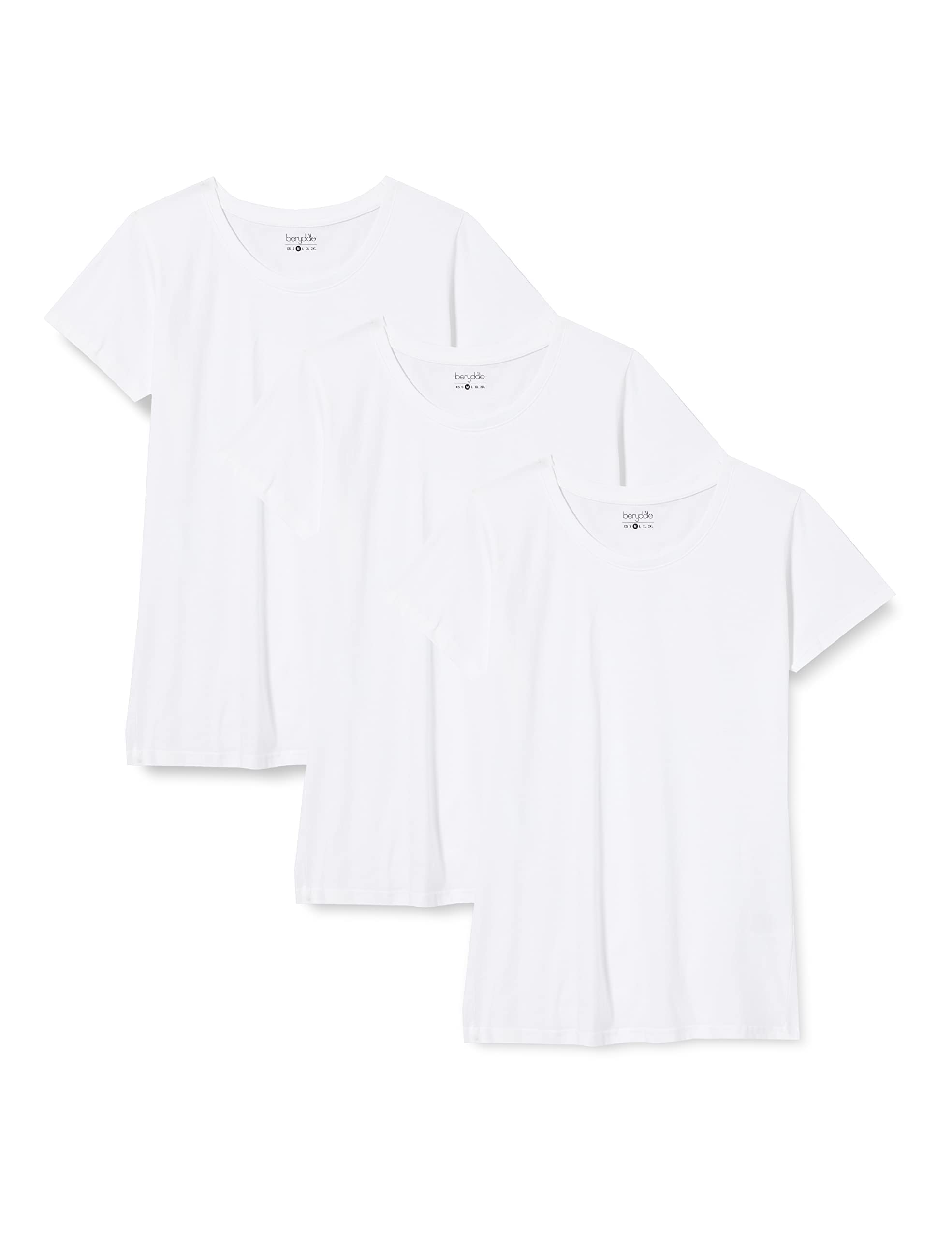 berydale Damen T-Shirt mit Rundhalsausschnitt aus 100% Baumwolle im Multipack