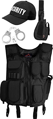 normani SWAT Kostüm bestehend aus Weste, Pistolenholster, Cap und Handschellen Farbe Security Größe XXL