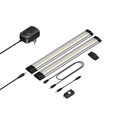 parlat LED Unterbau-Leuchte Siris, Bewegungsmelder, flach, 30cm, 330lm, weiß, 2er Set