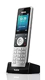 Yealink W56H IP-DECT-Mobilteil Handset Telefon mit Farbdisplay (2,4 Zoll TFT-Farbbildschirm), Basisstationmit Ethernet-Port, Silber/Schwarz