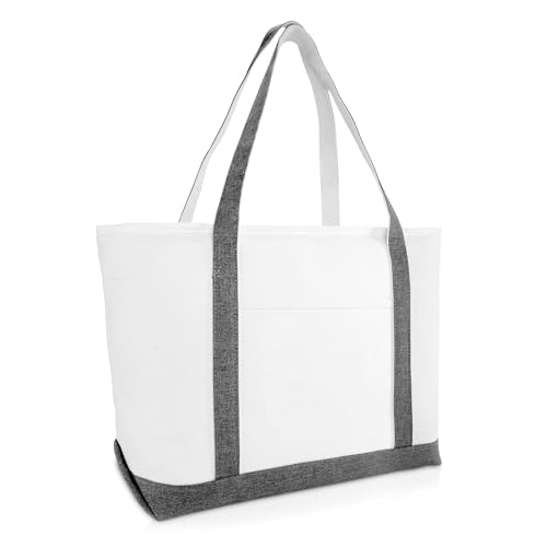 DALIX Einkaufstasche aus Baumwollleinen, 58,4 cm, 680 g, Grau, X-Large