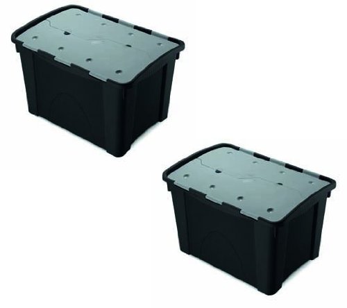 Set: 2 multifunktionale Aufbewahrungsboxen 'Unbreakable' mit 60 Liter Volumen und einem Faltdeckel, extrem robust und stapelbar - für Ordnung an jedem Ort