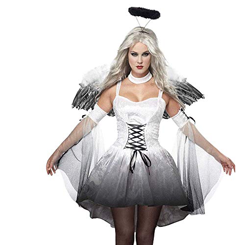 Updayday Klassisches Fallen Angel Cosplay-Kleid für Frauen mit Wings Lady's Perform-Kostümen für Halloween-Kostüme und Halloween-Partys