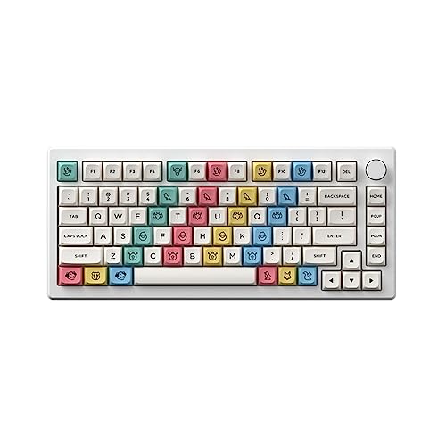 Akko Keycaps Set with MDA Profile Double-Shot Cream Keycap, 282 Keys with 4 Different Groups of Novelty Keys for ISO-UK & ANSI Layout, Compatible with Major Size Mechanical Keyboards