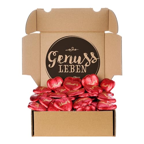 Genusleben Box mit Herz Lindt Schokolade Vollmilch Schokoladenherzen 700g