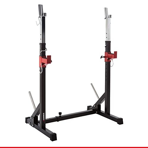 HAMMER Langhantelablage CORE 2.0, platzsparende Trainingsstation, Flexible Verstellung, 2 Hantelscheiben-Halterungen, Gewichtsbelastung 120 kg, 68 x 77 x 117 cm