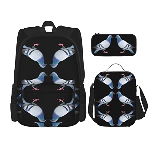 Lawenp Pigeon Schoolbag Set of Three Cross Lunch Bag Pencil Bag Set Schultasche für Jungen und Mädchen