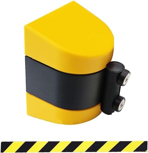 HHCCTEO Magnetische, einziehbare Sicherheitsbandsperre zur Wandmontage mit gelbem ABS-Gehäuse, Feste Sicherheitsabsperrung, (3m/9.8ft)