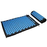 Akupressurmatte mit Kissen Akupressur-Set für Rückenschmerzen - Massagematte für Schmerzenlinderung und Muskelverspannung - Nagelmatte zur Entspannung Faszienmassage (Blau)