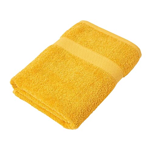Homescapes gelber Badelaken aus 100% türkischer Baumwolle mit 500g/qm, Flauschiges Badehandtuch 100 x 150 cm, Ocker