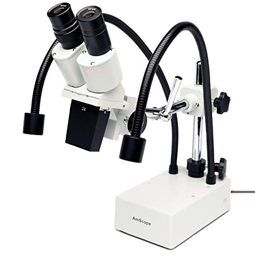 AmScope - 20X-40X Kompaktes Stereo-Galgenarm-Mikroskop mit zwei Schwanenhals-LED-Lichtern – SE420Z-2L
