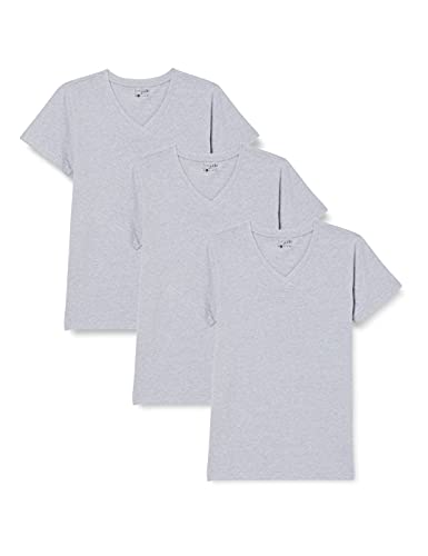 berydale Damen T-Shirt für Sport & Freizeit mit V-Ausschnitt, Grau (3er Pack), 2XL