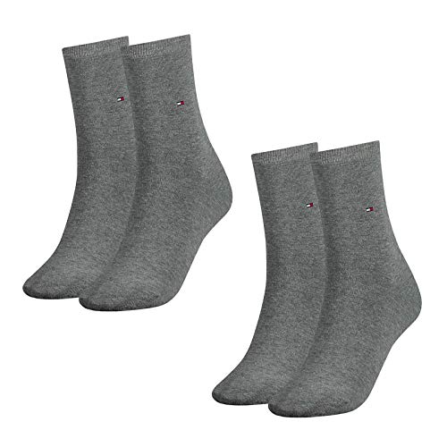 Tommy Hilfiger Damen Socken Th Women Sock Casual 2er Pack, Blickdicht, Grau (Middle Grey Melange 758), 39/42