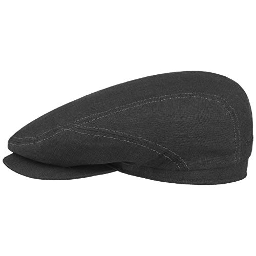 Stetson Mütze Schirmmütze Belfast Leinen Sportmütze Herren - Made in The EU Flatcap Leinencap Schiebermütze mit Schirm Frühling-Sommer - 59 cm schwarz