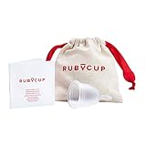 Ruby Cup Wiederverwendbare hypoallergene Menstruationstasse, Größe M (groß, starke Periode), Transparent, ideal für Anfänger, praktische und zuverlässige Alternative zu Tampons/Einlagen