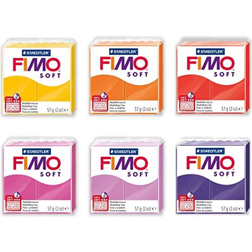 FIMO Staedtler Soft Polymer Ofen-Modelliermasse, 6 Stück