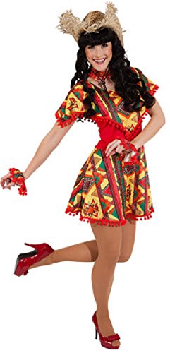 narrenkiste W9426-38-40 rot-bunt Damen Mexico Kleid Mexikaner Kostüm Gr.38-40
