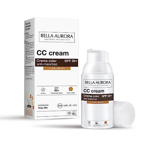 Bella Aurora, Anti-Dark Spot CC Cream SPF 50+, Anti-Dark Spot Gesichtscreme SPF 50+, 30ml (Heller Farbton)