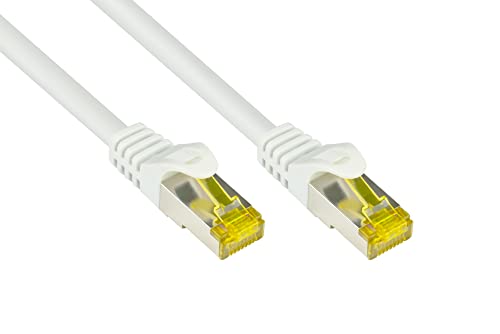 Good Connections RJ45 Ethernet LAN Patchkabel mit Cat. 7 Rohkabel und Rastnasenschutz RNS, S/FTP, PiMF, halogenfrei, 500MHz, OFC, 10-Gigabit-fähig (10/100/1000/10000-Base-T Ethernet Netzwerke) - z.B. für Patchpanel, Switch, Router, Modem - weiß, 70 m