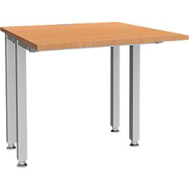 Schäfer Shop Genius Schreibtisch MODENA FLEX, 4-Fuß-Quadratrohr, verkürzte Seitenteile, B 800 - 1800 mm