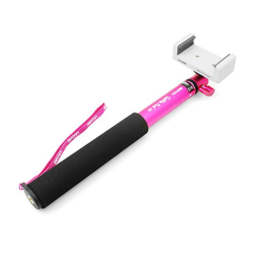 Matin Selfie Pod A5 Selfiestab Monopod ca. 25cm - 100cm Selfiestick Halter für Kameras Smartphones von 5,5cm - 9cm (1/4 Schraube) mit Non-Slip Griff in Pink