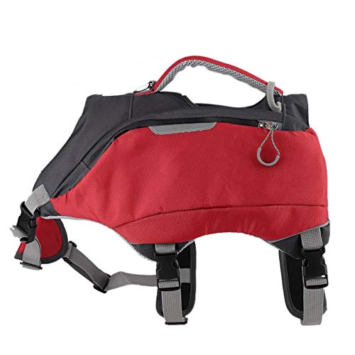 SALUTUY Hunderucksack, Schwimmweste für Hunde 2-in-1-Satteltasche Reisetaschen mit D-Ring Ergonomisches Design, Atmungsaktive Trainingstasche für das Training Wandern Camping(M)