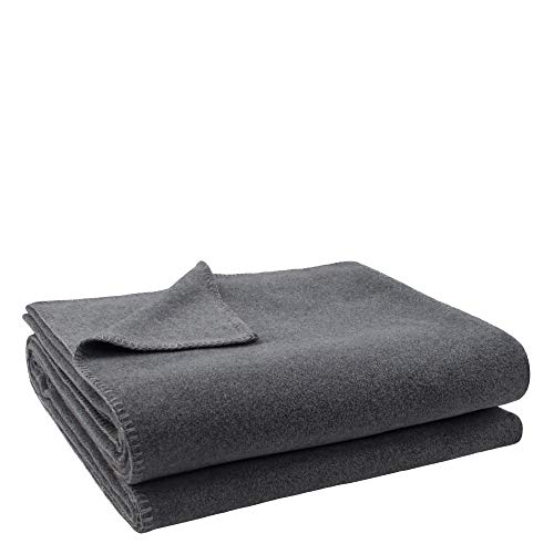 Soft-Fleece-Decke - Polarfleece-Decke mit Häkelstich - flauschige Kuscheldecke - 220x240 cm - 940 medium grey mel. - von 'zoeppritz since 1828'