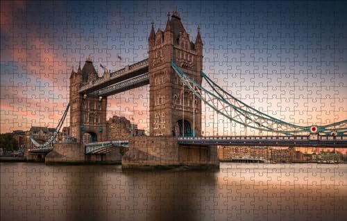 GUOHLOZ Puzzle 1000 Teile, Puzzle für Erwachsene, Impossible Puzzle, Geschicklichkeitsspiel für die ganze Familie, Puzzle farbenfrohes Legespiel, Erwachsenenpuzzle London, Tower Bridge London, 75x50cm