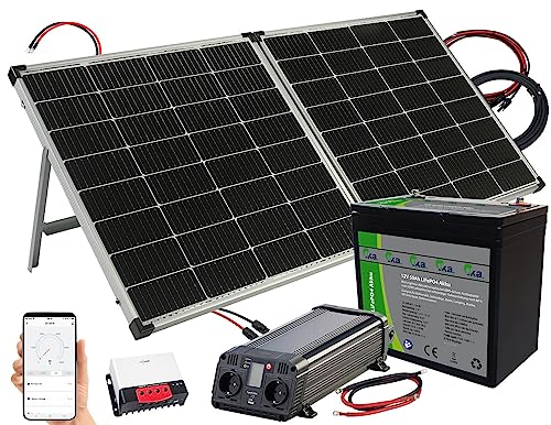 reVolt Solarsets: Solar-Set: Wechselrichter 230 V, Akku, Laderegeler & 240-W-Solarpanel (Solar Wechselrichter 230V)