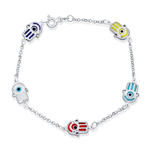 Bling Jewelry Türkischer Schutz Viel Glück Multi Farbe Hamsa Hand Charm Armband Für Teen Für Frauen 925 Sterling Silber