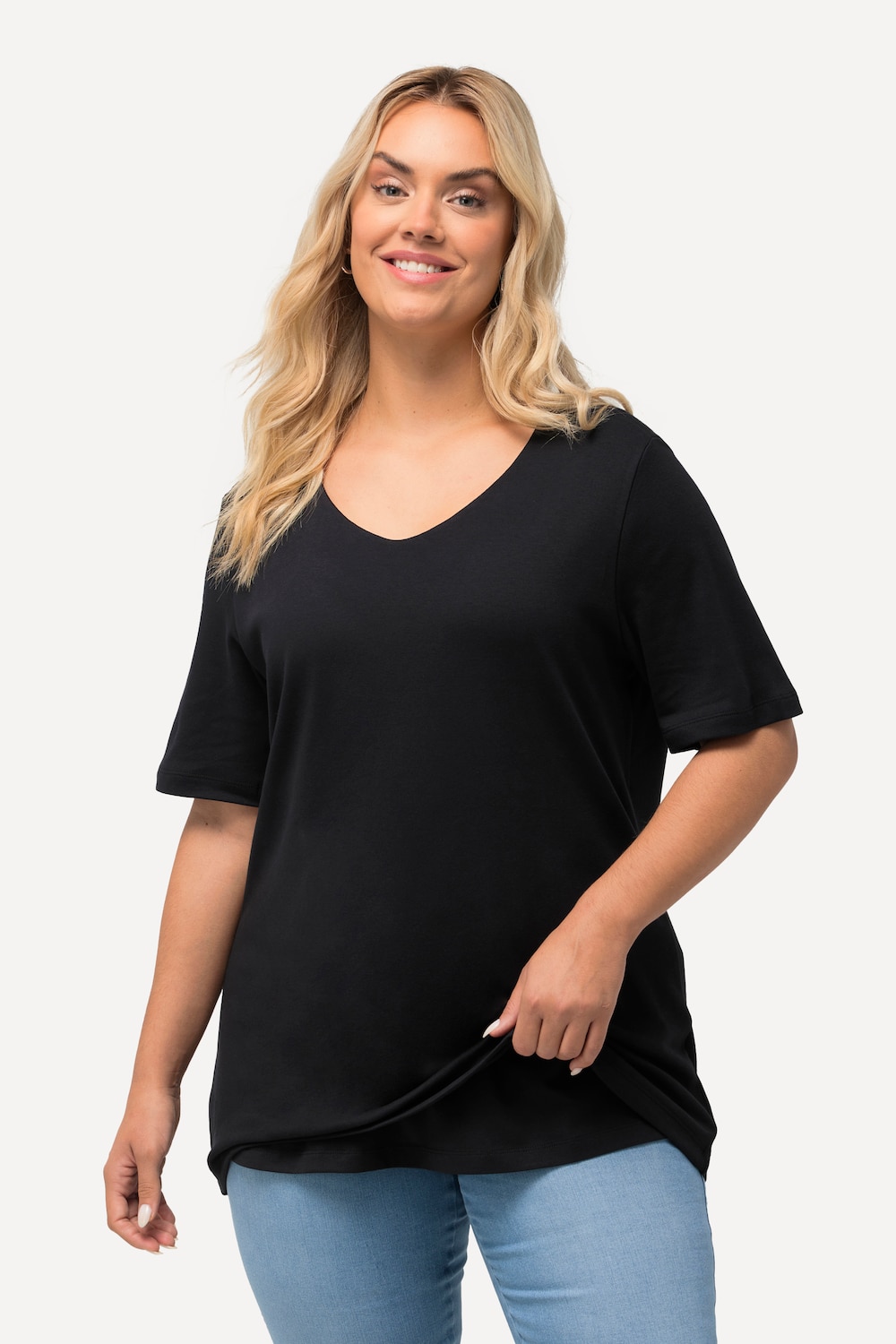 Große Größen Shirt, Damen, schwarz, Größe: 42/44, Baumwolle, Ulla Popken